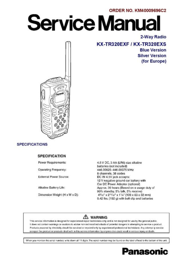 KX-TR320EXF, KX-TR320EXS