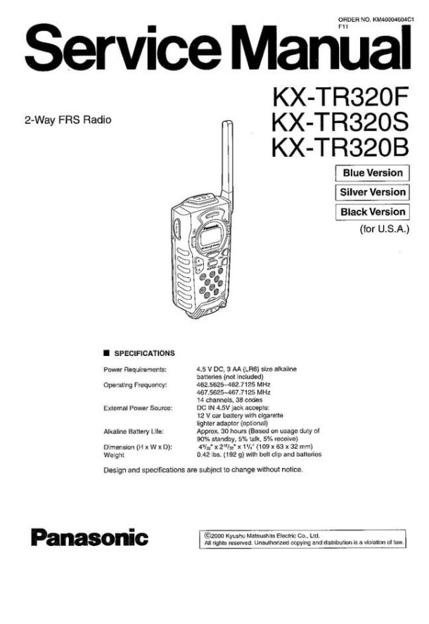 KX-TR320F, KX-TR320S, KX-TR320B